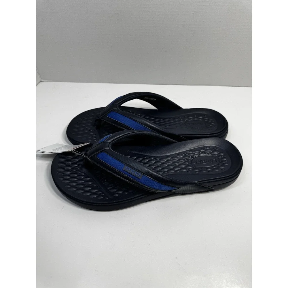 Crocs Yukon Sport LiteRide Flip Flops Sandles Mens Navy Blue Slip-On Thong - 11